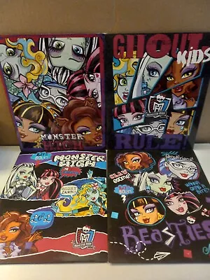 2014 Monster High Portfolio Folder 2 Pocket 3 Ring Binder Holes Set Of 4 • $14.99