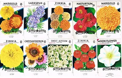 10 Diff Vintage Seed Packet Lot Nos 1950s Flowers Garden Texas General Store #4 • $8.95