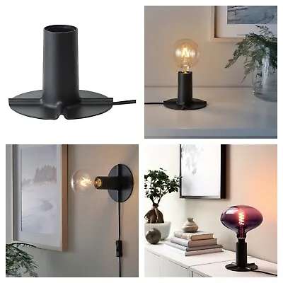 IKEA SKALLRAN Bare Table Lamp Base E27 Dark Grey Metal  Easy Fix Portable UK • £15.96