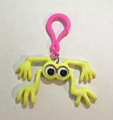 VINTAGE 1980's RUBBER CHARM YELLOW MONSTER FROG WITH MOVING EYES PLASTIC CLIP • $8.99