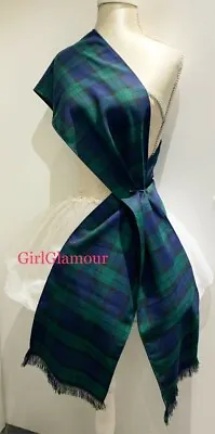 Black Watch Tartan Sash Rosette Scarf Burns Night Scottish Dress Headband Bow • £10.99