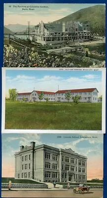 Lot 3 Montana Postcards Old Fort Miles City Pavilion Butte School Lewistown • $6.99