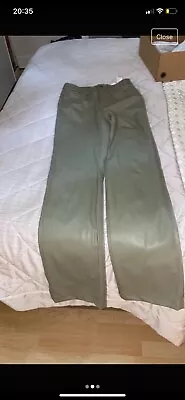 Green Straight Leg Leather Trousers  • £12