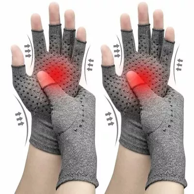 Compression Gloves Anti Arthritis Fingerless Pain Relief Joint Support With Grip • £4.95