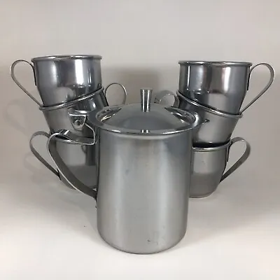 Vtg (6) Stainless Jolly Rivadossi La Termica Espresso Cups + Hudson Creamer Jug • $39.95