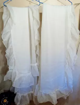 2 Pair Sheer White Vintage Priscilla Ruffled Curtains: 84L X 44W 78  X 44  • $20