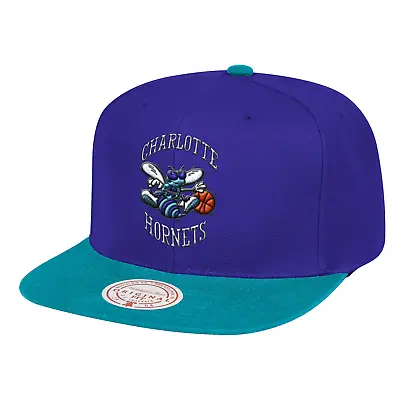 Mitchell & Ness Teal/Purple NBA Charlotte Hornets Wool 2 Tone HWC Snapback - • $24.95