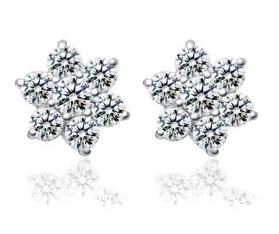 $12.95 • Buy BERRICLE Sterling Silver CZ Cubic Zirconia Snowflake Fashion Stud Earrings PE26