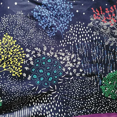 DOUBLE-BORDER 'Plants' Echino Linen-Cotton Duck Cloth W/ Flowers Dots - Japan • £18.31