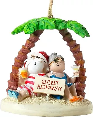 Cape Shore Santa And Mrs. Claus Island Secret Hideaway Palm Ornament • $17.19