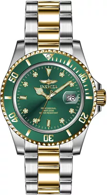 Invicta Men's Pro Diver 40mm Green Metal Dial Stainless Steel Band Watch • $64.99