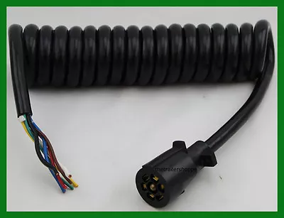 Universal Molded Trailer Light Plug Coiled Wiring 7 Way RV 6' Cord Trailer End • $78