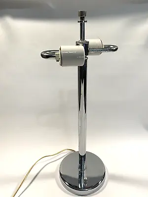 Vintage Chrome Table Lamp Dbl Head/Bulb Underwriters Laboratories TESTED WORKS • $69.85