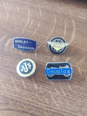 £0.99 • Buy Vintage Motorcycle Pin Badges, Chopper Pilot, Harvey Davidson, AJS, Douglas 