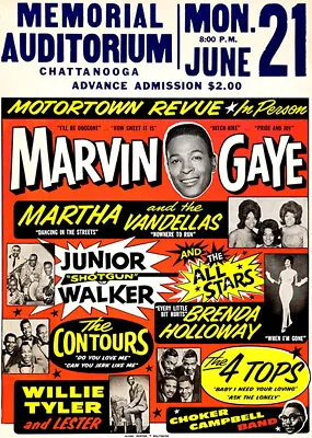 Marvin Gaye - Martha & The Vandellas - 1965 - Concert Poster • $9.99