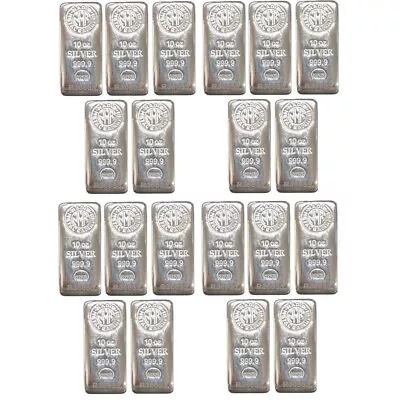 Lot Of 20 - 10 Oz Nadir Metal Refinery 999 Fine Silver Bar - Total 200 Oz  • $5691.52