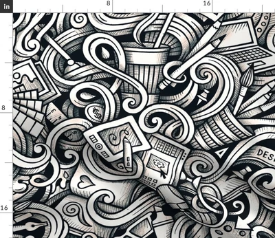 $16 • Buy Graphic Doodle Paint Brush Art Computer Spoonflower Fabric By The Yard