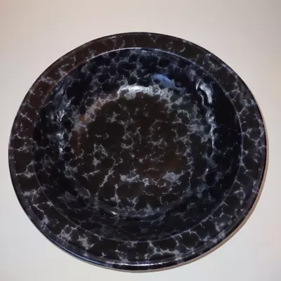 Vintage 1969 Bennington Potters Vermont Black Agate 12  Serving Bowl  • $45