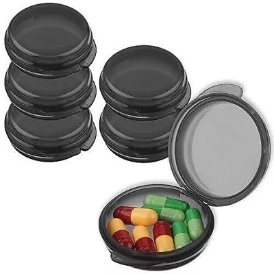 5 Pack Small Pill Box For Pocket Purse Daily Round Mini Pill Organizer Case • $10.16