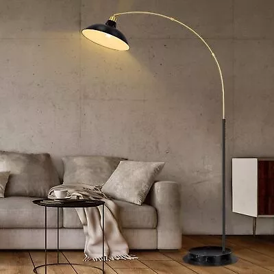 FILIYANO Arc Floor Lamp For Living Room Marble Base Standing - Black  • $117.89