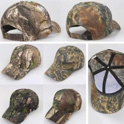 Men Women Camouflage Adjustable Cap Camo Baseball Hunting Fishing Army Sun Hat • £5
