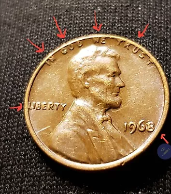 1968 Lincoln Penny No Mint Mark. Errors On Top Rim &  L  On Edge & More. Rare! • $225