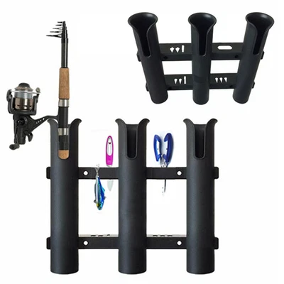 $30.33 • Buy Fishing Rod Rack 3-Tube Plastic Rod Holders Fish Lure Pliers Storage Socket V5P6