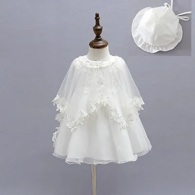£17.99 • Buy Elegant Beaded Christening Gown Lace Baptism Dress Embroidery Dress Cape Bonnet