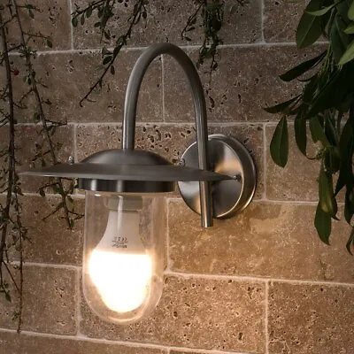 Swan Neck Garden Wall Light Outdoor Outside Path Lamp Lantern Shade Bathroom • £19.99