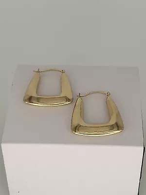 9ct Yellow Gold Square Hindged Hoop Earrings • £44.99