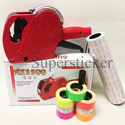 MX-5500 EOS 8 Digits Price Tag Gun +5000 White W/ Red Lines Sticker Labels + Ink • $24.95