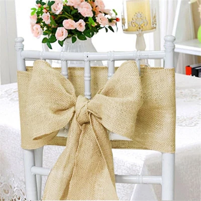 £32.99 • Buy Time To Sparkle 20-100 Hessian Burlap Chair Cover Sashes Jute Bow Wedding Decor