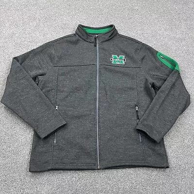 Marshall Thundering Herd Jacket Men Large Gray Soft Shell Sweater Full Zip Lined • $24.91