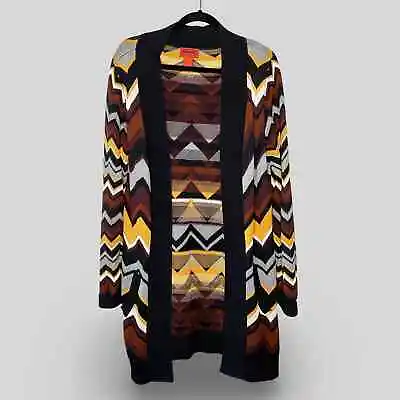 Missoni For Target Open Cardigan Sweater Top Zig Zag Brown Gray Size L • $29.99