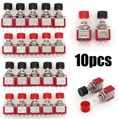 MTS-102M Momentary Snap-Acting 3-Pin SPDT 6mm Panel Mount Mini Push Button 10pcs • $12.79