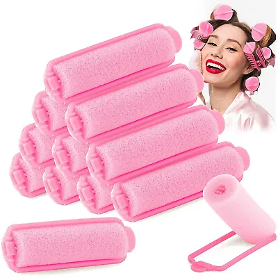 12x Thick SPONGE HAIR ROLLERS Soft Foam Comfortable Sleep In Styling Wave Curler • £3.01