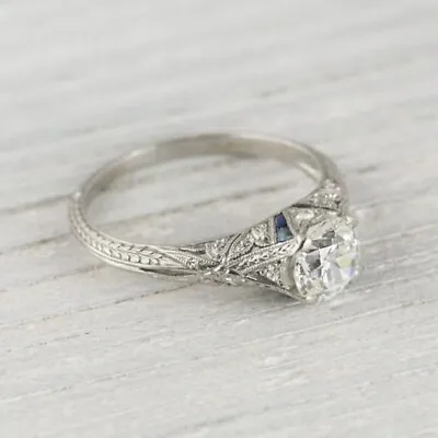 Vintage Style 1.4Ct Round Cut CZ Bezel Set Wedding Engagement Ring In 925 Silver • $82.03