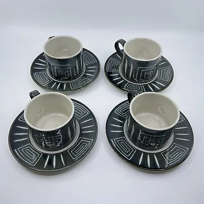 Set Of 4 MIKASA POTTERS CRAFT FIRESONG CUP AND SAUCER HP300 Modern Southwestern • $17