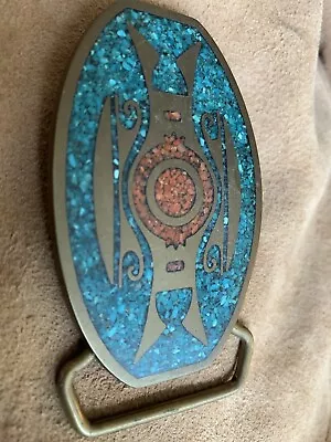 Vintage Turquoise Belt Buckle • $20