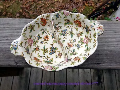 Vintage MORIYAMA MORI-MACHI Hand Painted Floral Chintz JAPAN Divided Relish Dish • $19.99