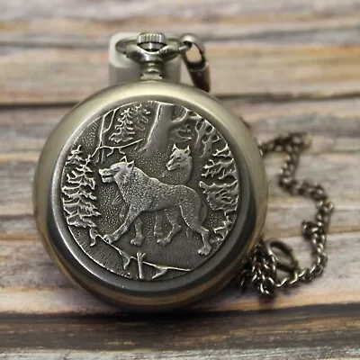 MOLNIA Melchior Pocket Watch WOLVES USSR Molnija Watch On Chain⏱ • $89