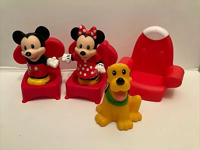 Disney Little People Mickey Minnie Mouse Pluto Figures Chairs Figurines Fisher • $12.99