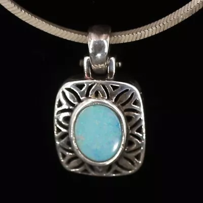 VTG Sterling Silver - BALI Opal Mandala Flower Pendant 18.5  Necklace - 7g • $2.99