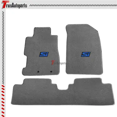 For 01-05 Civic & 02-05 Honda Civic Si Gray Floor Mats Carpet Nylon W/ Blue Si • $57.99