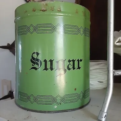 Vintage Antique Green FLOUR Sugar Coffee Tea  Tin Canister Set • $147