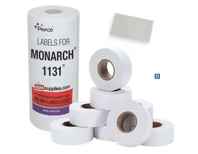 White Pricing Labels Monarch 1131 Price Gun 1 Sleeve 20000 Labels Ink Roll New • $31.13