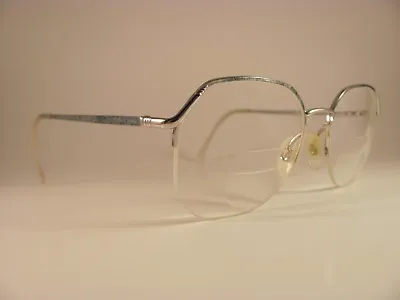 Vintage Safilo Elasta Silver & Blue Half-Rim RX Eyeglass Frames 52-18-130 • $39.95