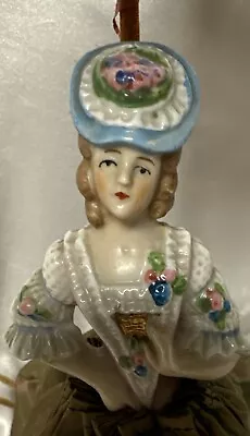 Antique Half Doll Lamp Germany Signed 1900-30 Silk Mohair Muslin Lovely Lady • $64.99