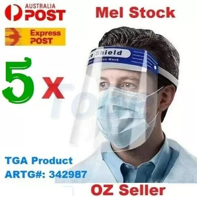 5 X TGA Full Face Shield Mask Clear Protective Film Visor Safety Cover Anti-Fog  • $8.09