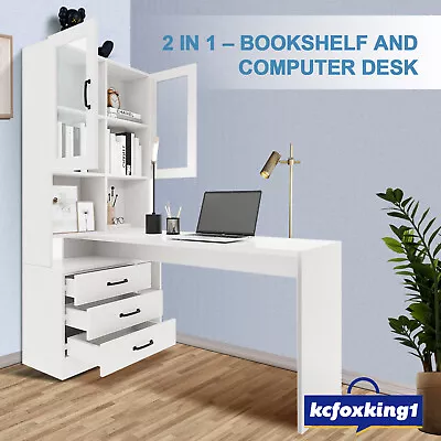 Computer Desk Office Study Table Drawers Storage Laptop Student Home White • $249.49